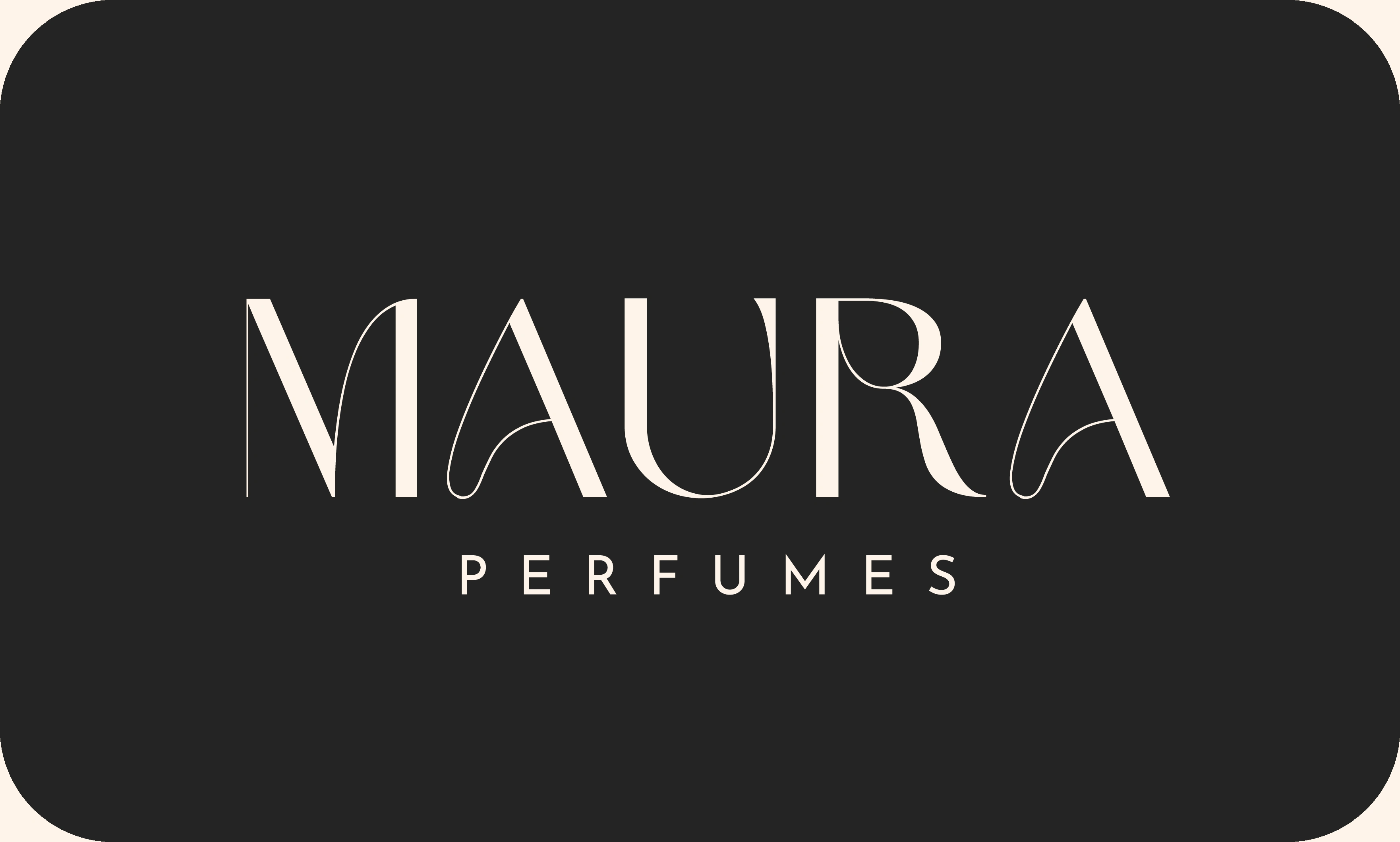 Maura Perfumes brand mark on a charcoal background